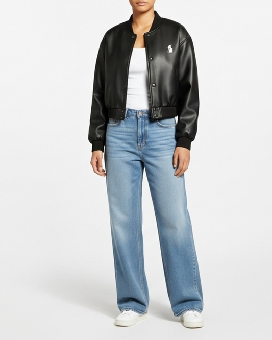 Premium Cropped Leather Jacket - Multiple Colors Available